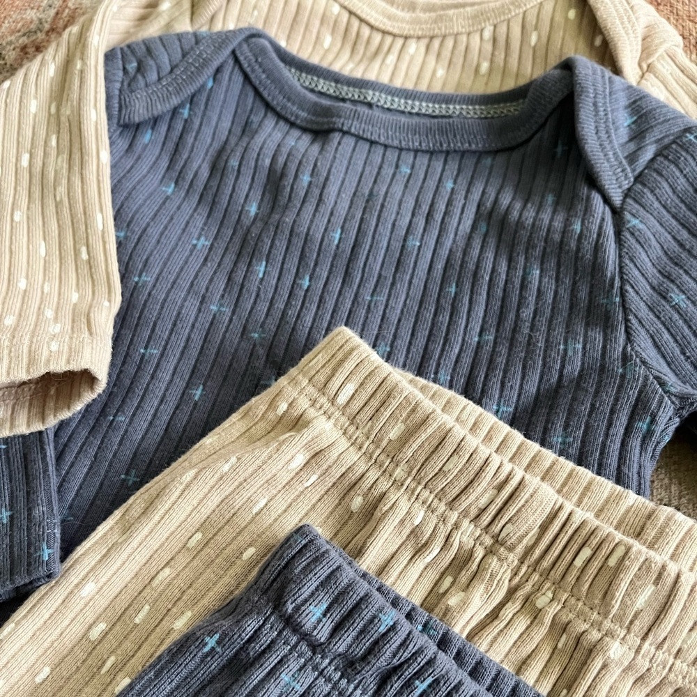 Cloud Island Baby Outfit Set in Blue and Tan - Picture 2 of 2